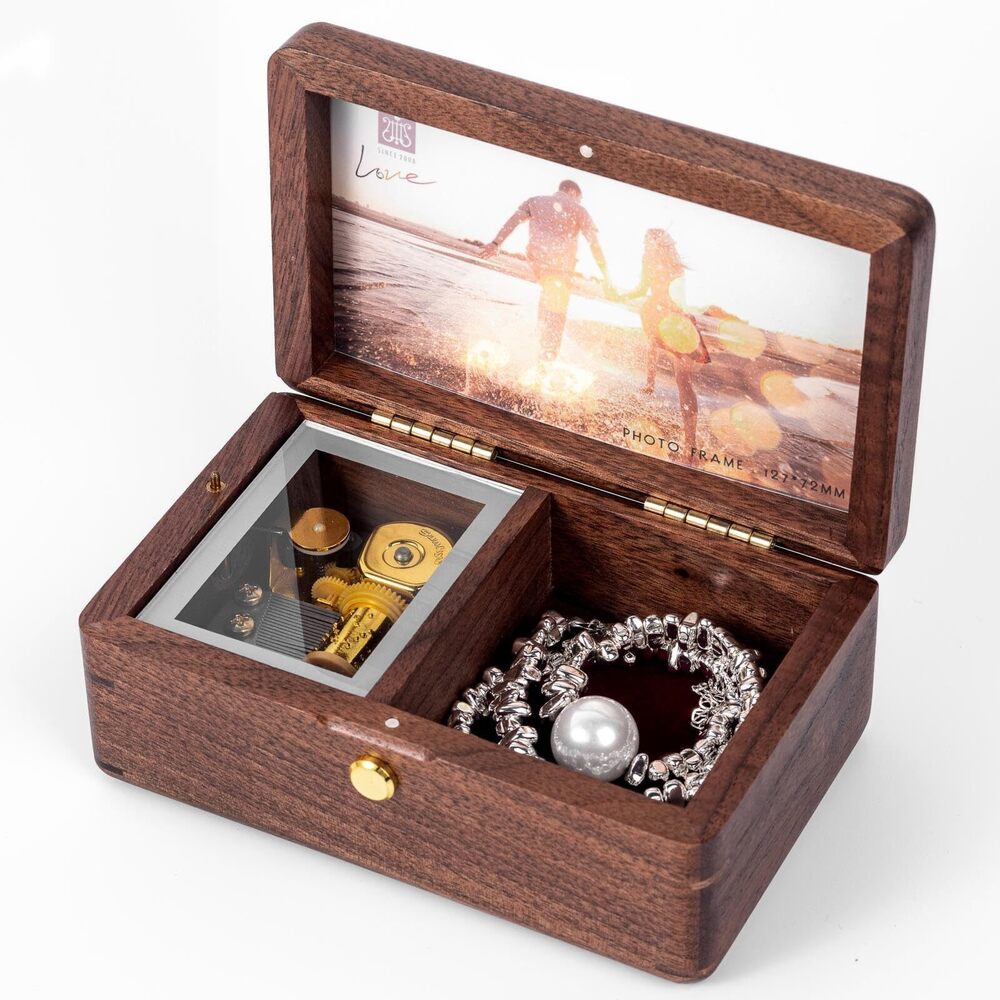 7376 Wooden Jewelry Music Box with Photo Frame, Jewelry Organizer Storage